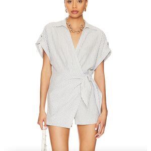 SAYLOR‎ Hara Striped Linen Romper NWT Sz Large